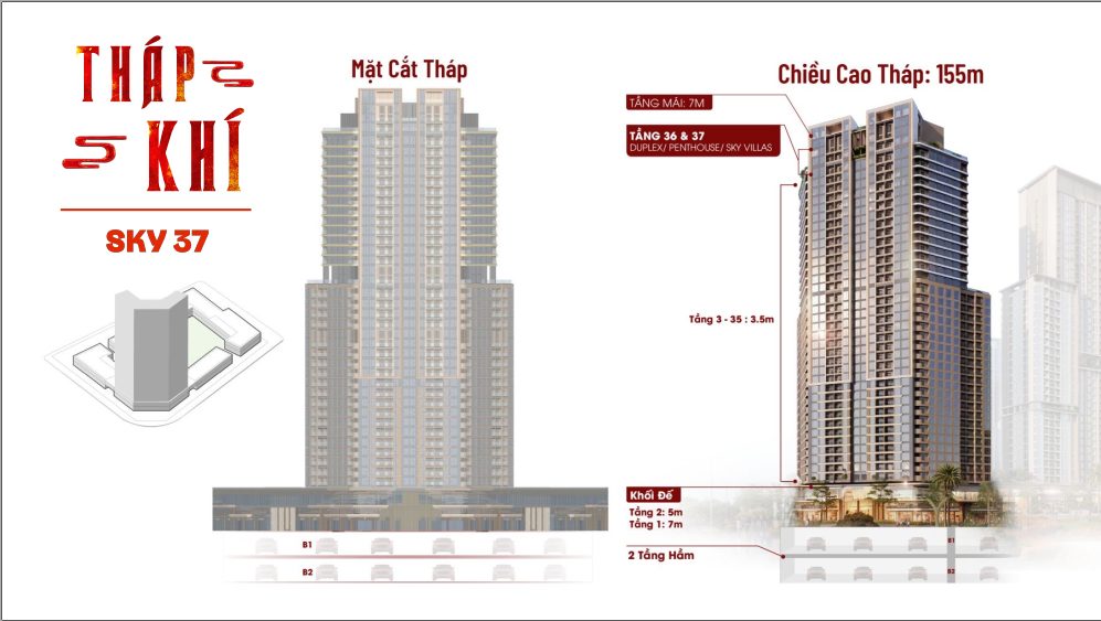 Mặt đứng Tháp Sky 37 Sun Glory Residence